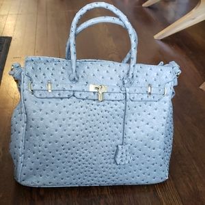 Faux ostrich leather tote bag